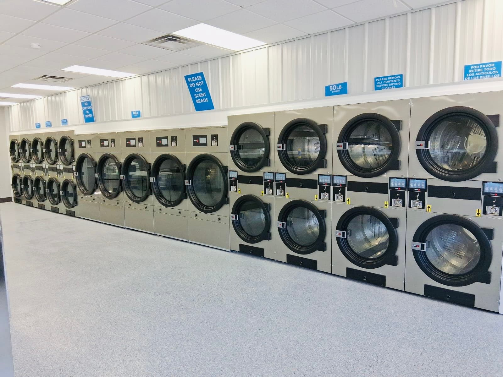 Wall of commercial dryers